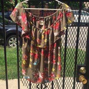 Maeve Butterfly & Flower off the shoulder top